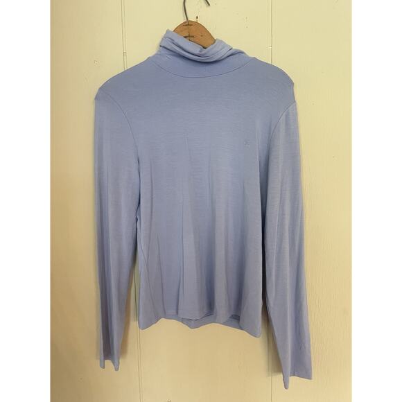 LAUREN RALPH LAUREN Minimalist Blue Turtleneck Classic Monogram M - Picture 2 of 5